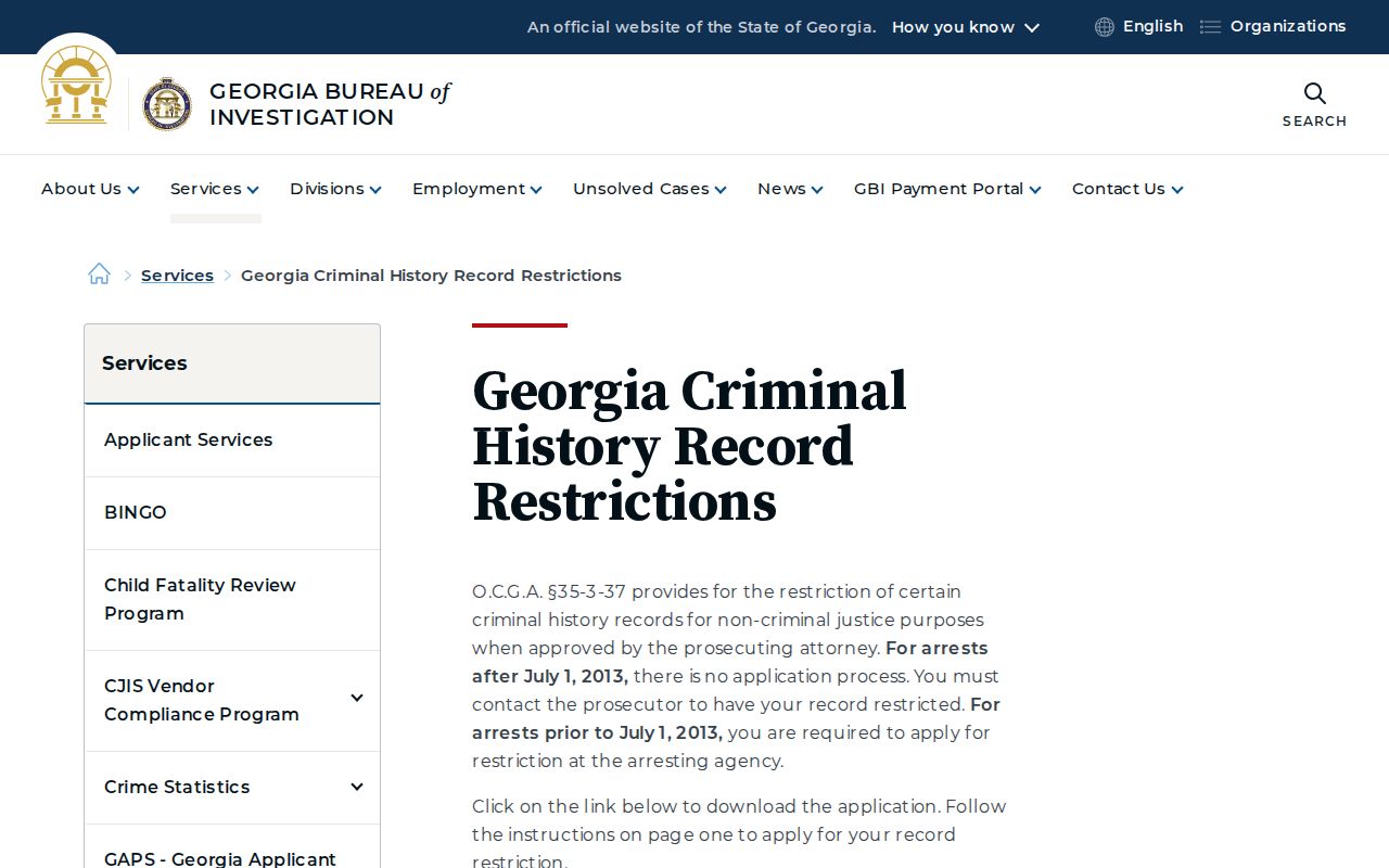 Georgia record restriction information for Hart County arrest records
