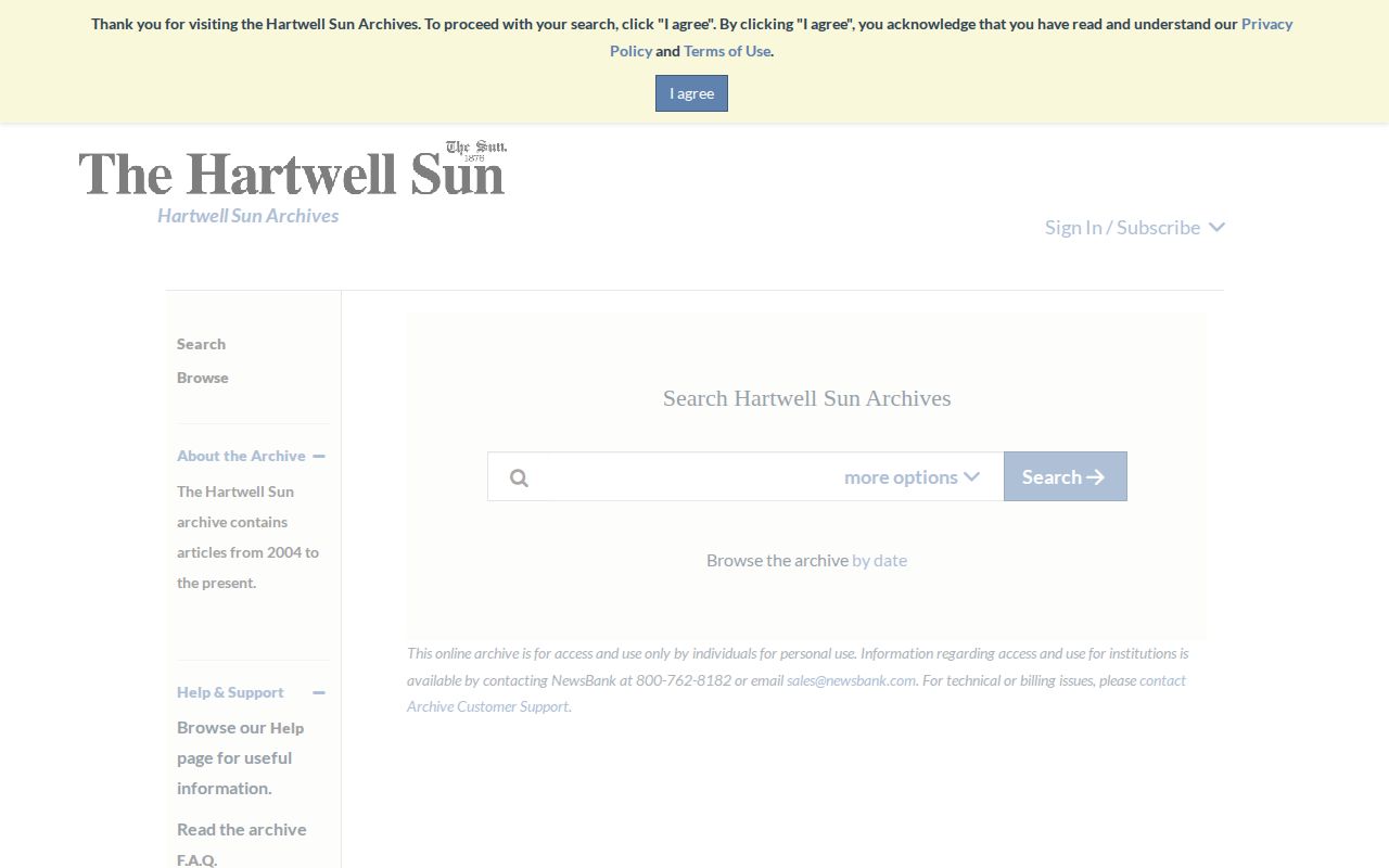 Hartwell Sun searchable archive for Hart County blotter coverage