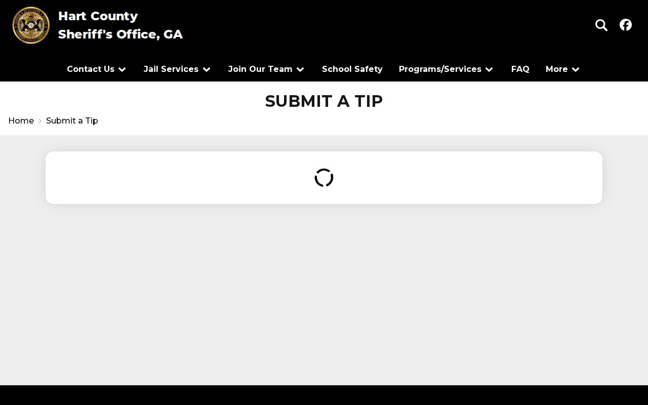 Hart County Sheriff's official tip submission interface